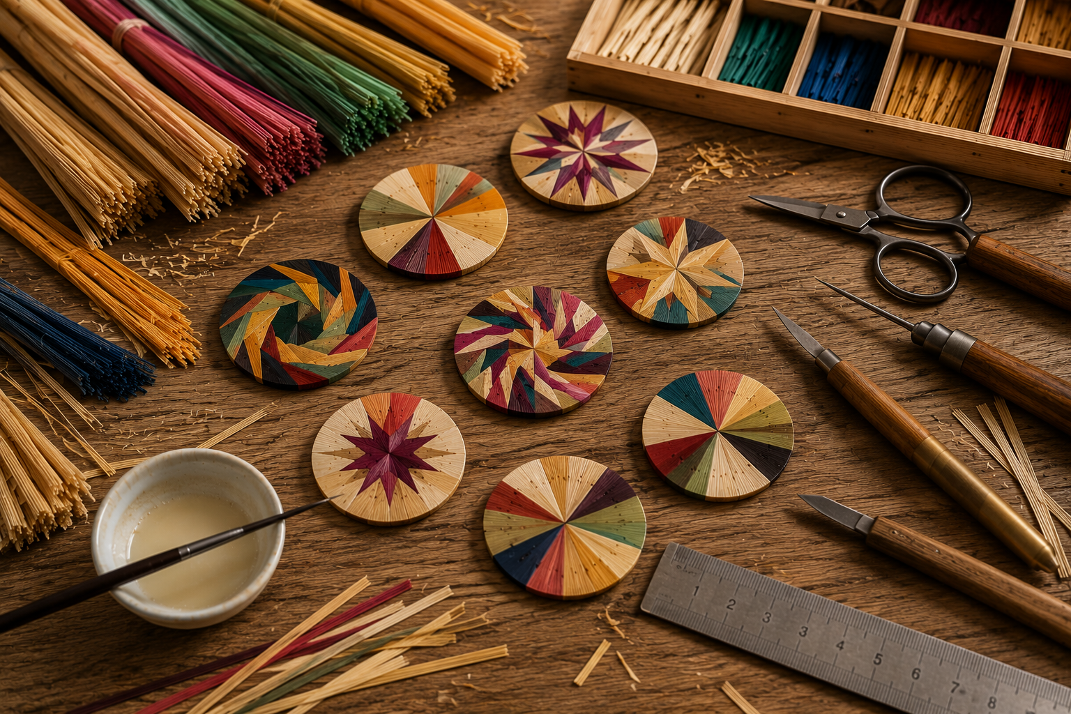 Straw marquetry